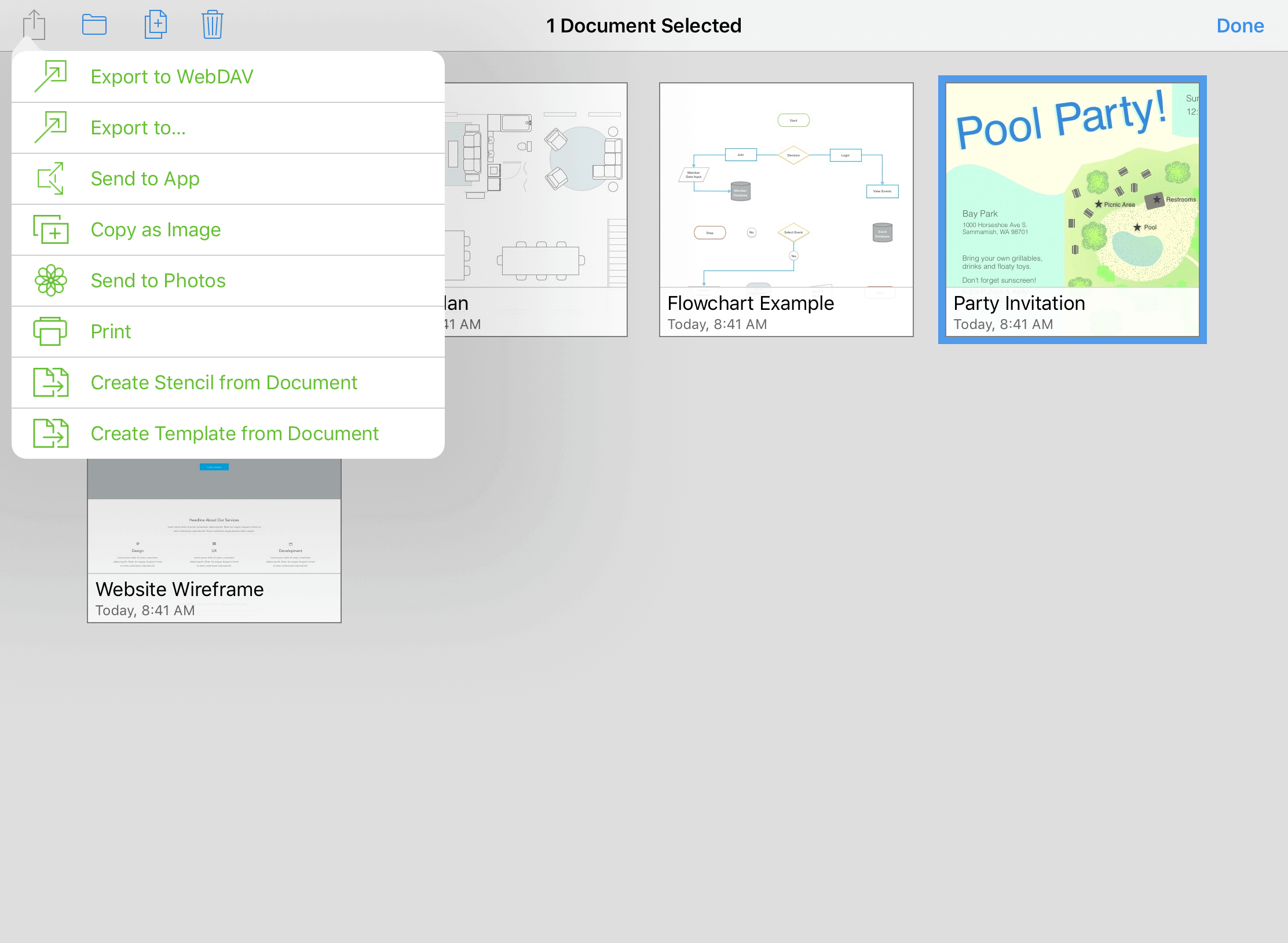 Selecting files in the Document Browser