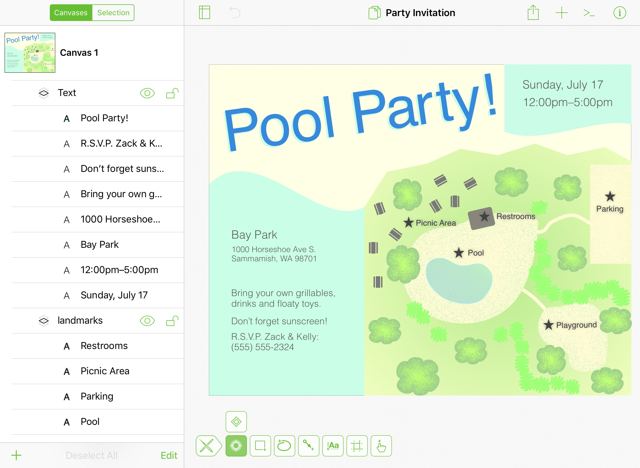 The canvas, with the Navigation Sidebar open to the left side.