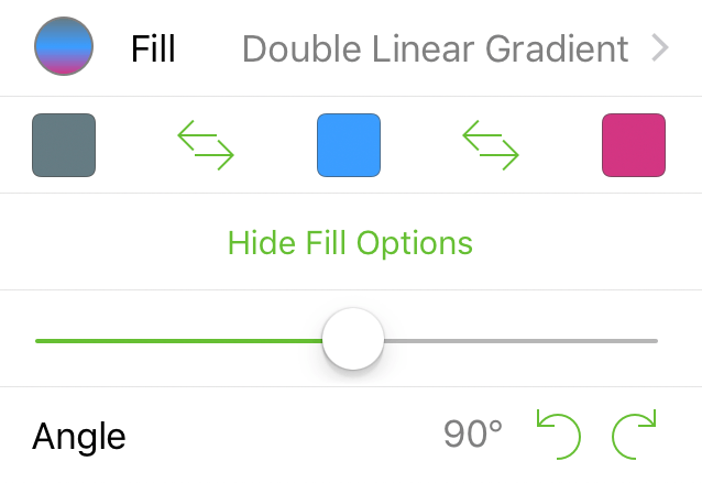 The Fill inspector with Double Linear Gradient selected