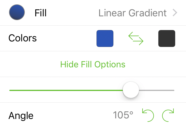 The Fill inspector with Linear Gradient selected