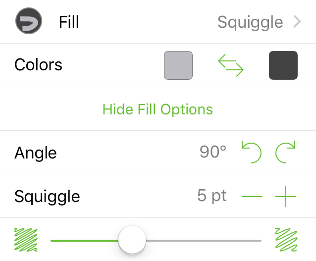 The Fill inspector with Squiggle selected