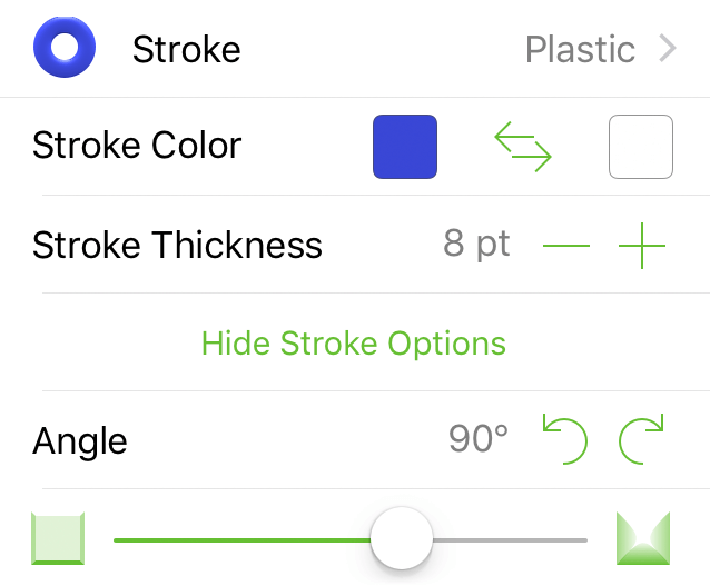 The Stroke inspector when styling a Plastic stroke
