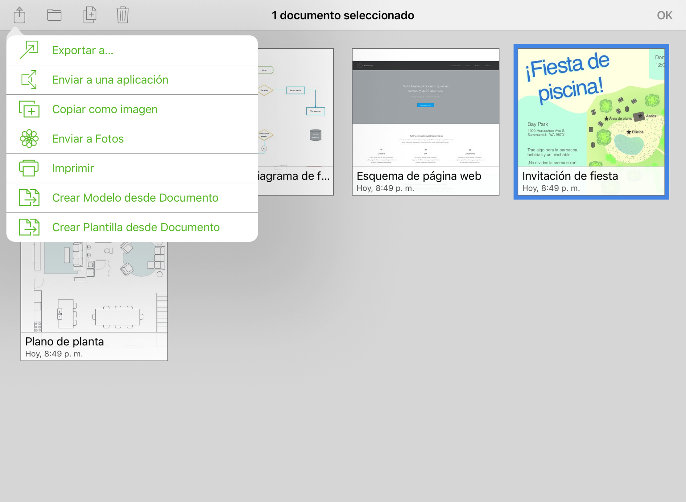 Selección de archivos en el Navegador de documentos