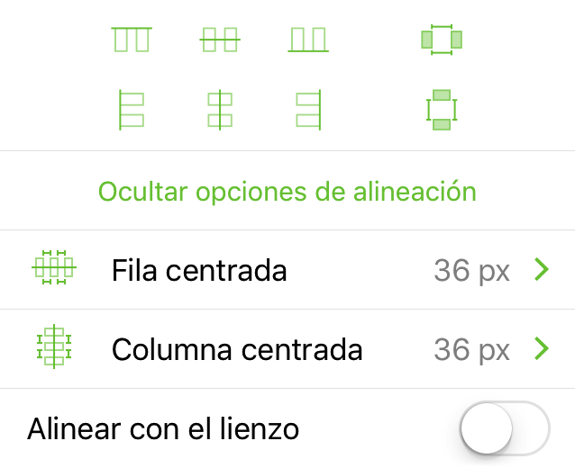 El inspector Alineación, al alinear objetos entre sí
