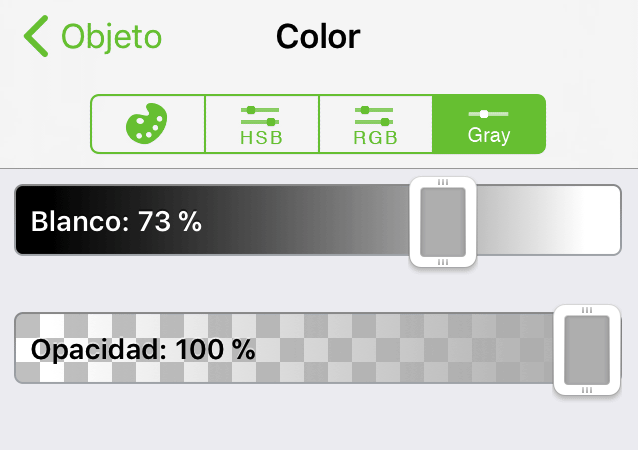 Los controles de color de escala de grises