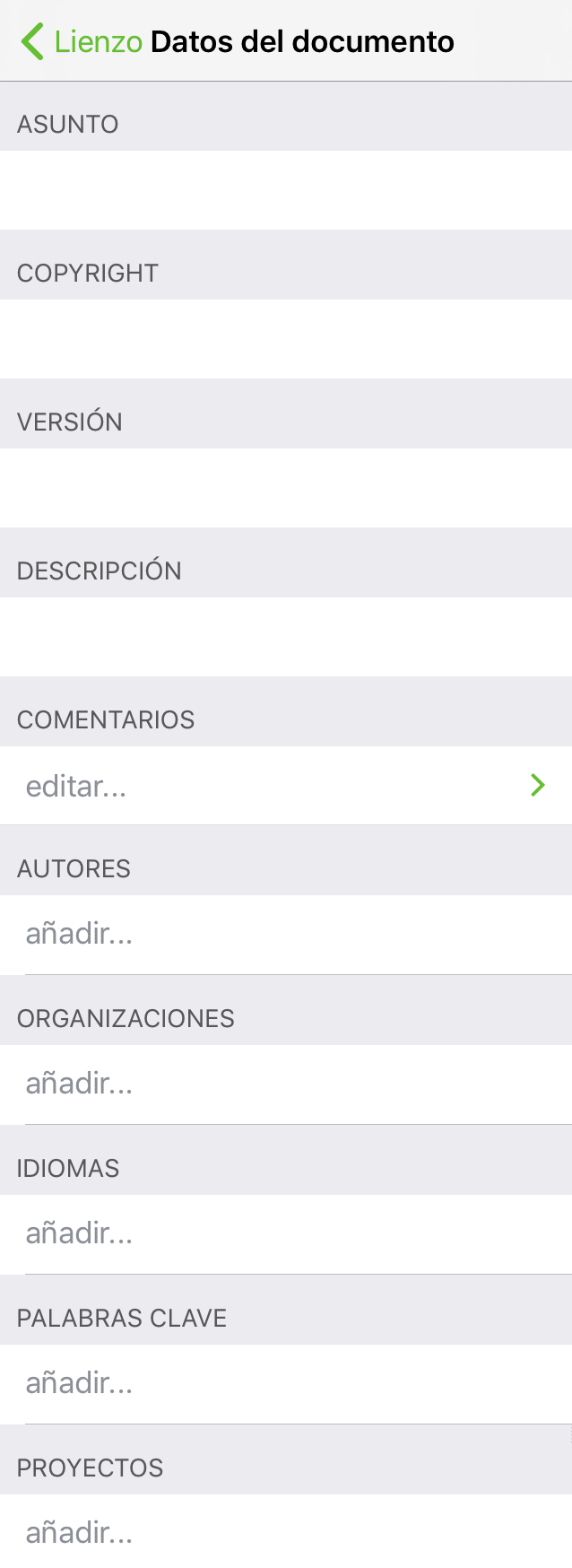 El inspector Datos del documento