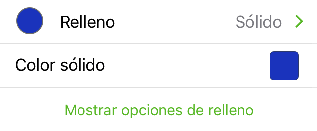 El inspector Relleno con la opción Sólido seleccionada