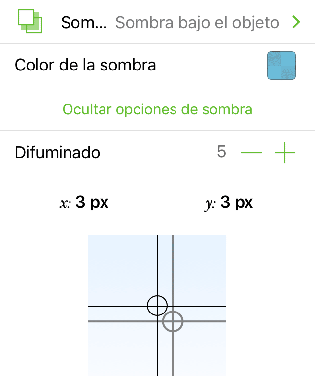 El inspector Sombra, con los controles para ajustar la separación y el color de la sombra