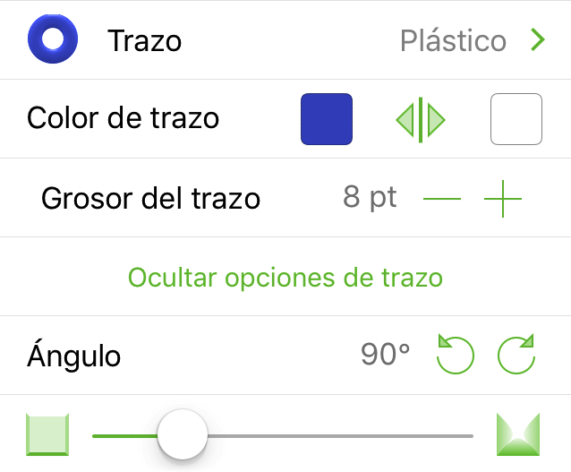 El inspector Trazo al aplicar estilos a un trazo de tipo Plástico