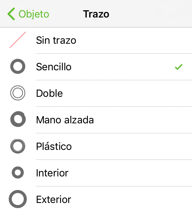 Elige un tipo de trazo para definir cómo aparece