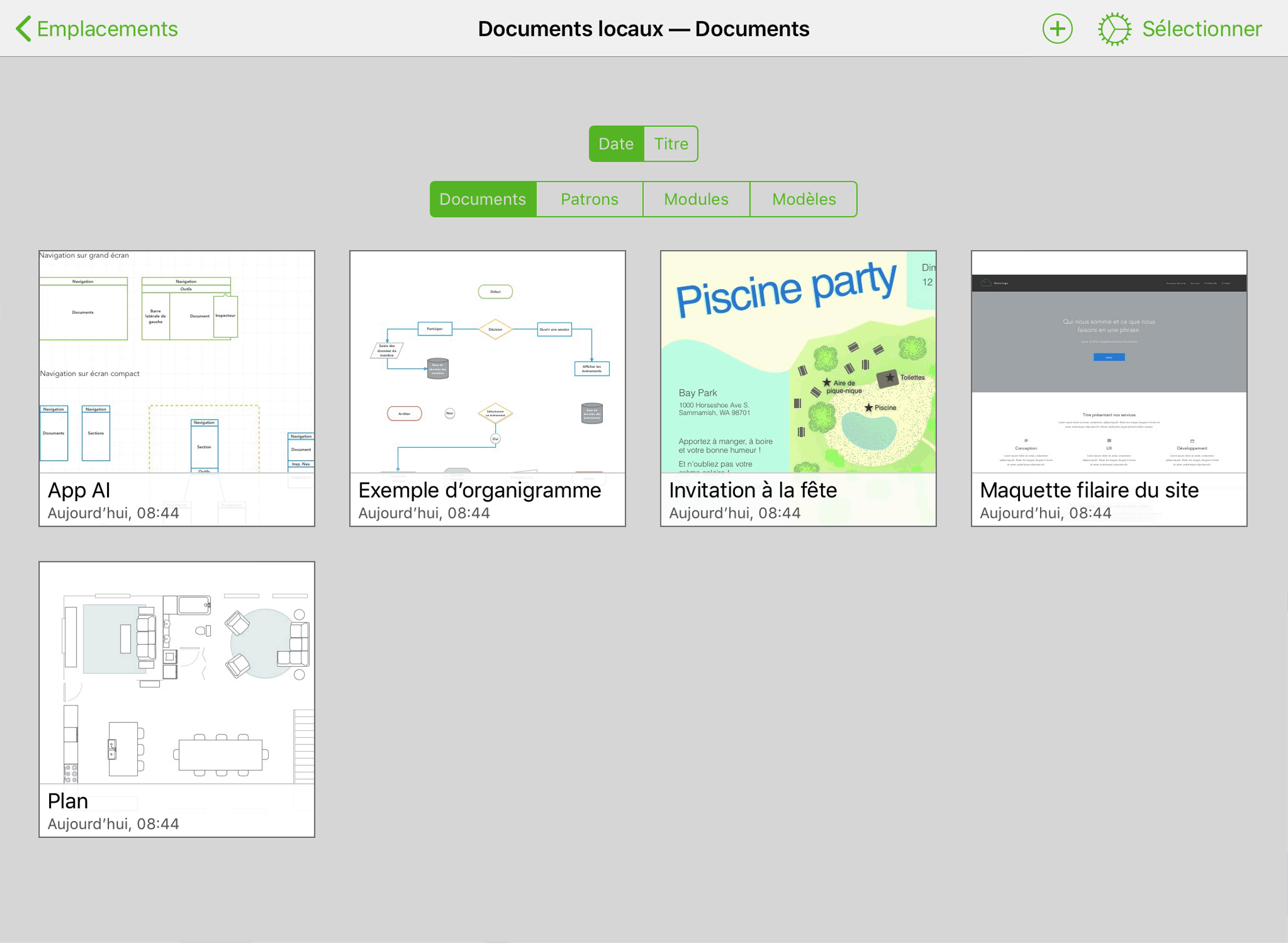 Vous pouvez utiliser le trieur de documents pour retrouver des fichiers OmniGraffle et des modules Omni Automation dans un dossier.
