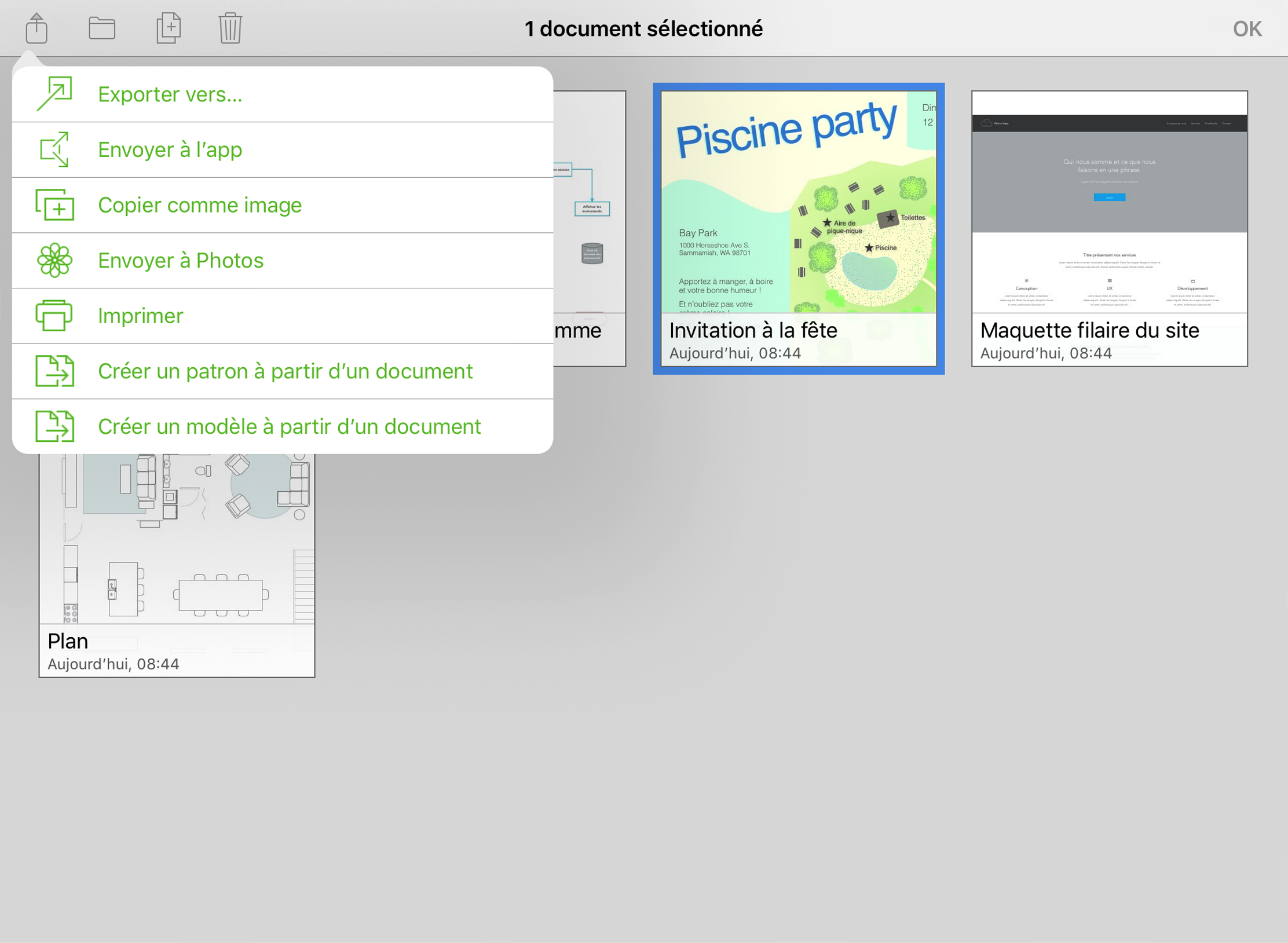 Sélection de fichiers dans le navigateur de documents