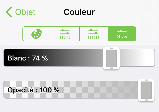 Commandes de couleur Niveaux de gris