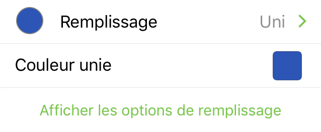 Inspecteur Remplissage avec option Uni sélectionnée.
