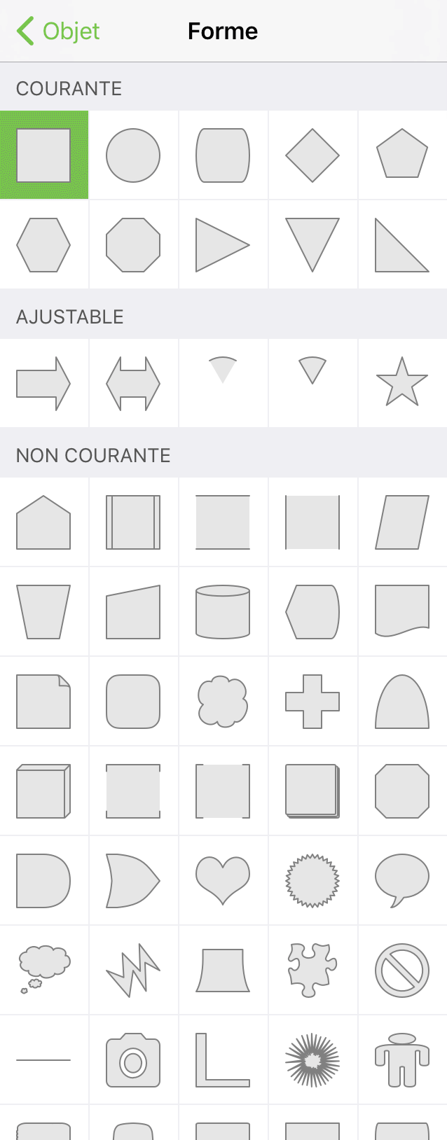 Fenêtre latérale des formes
