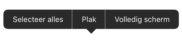 Het contextmenu dat u ziet wanneer u op het canvas tikt