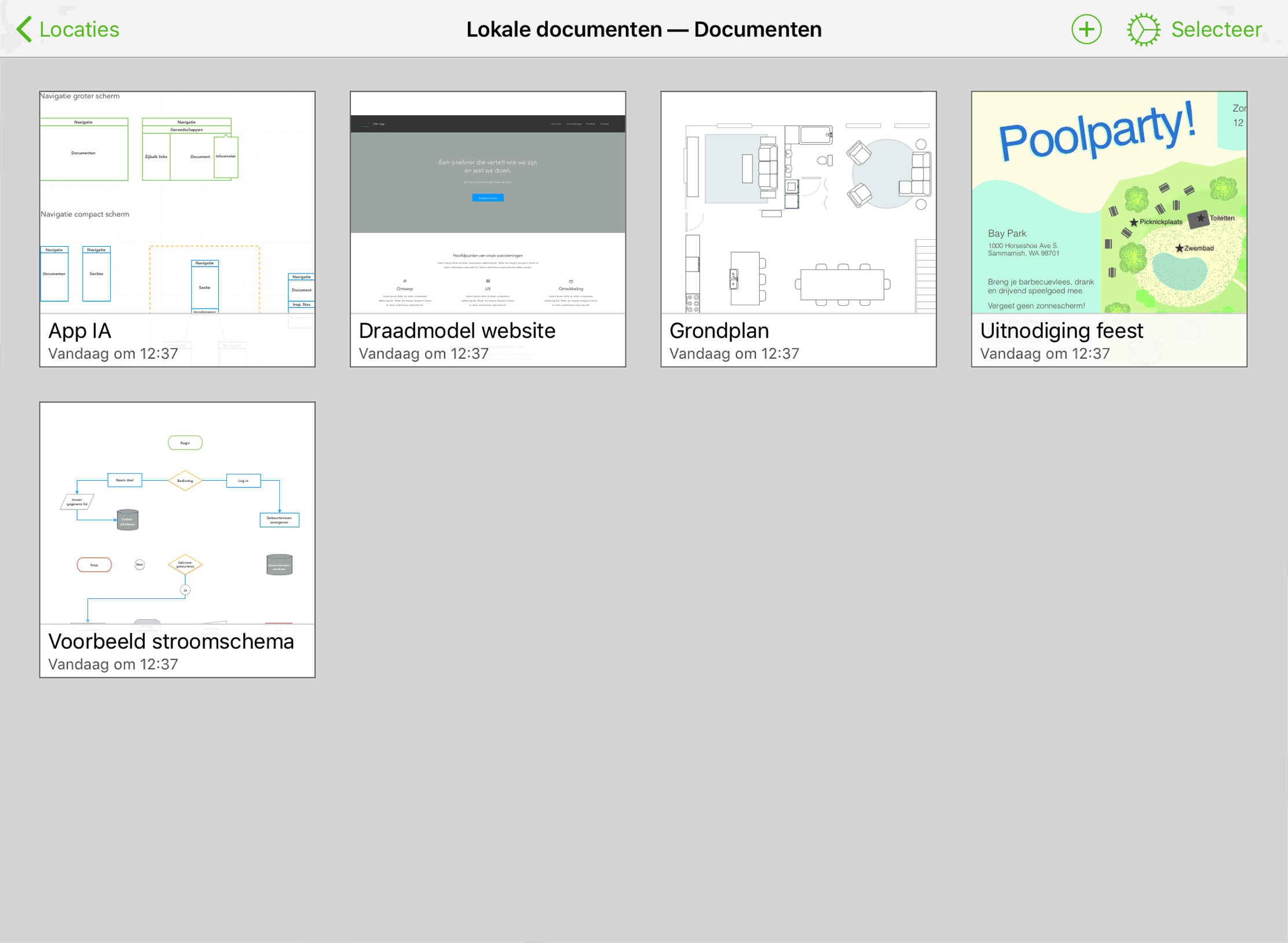 De map Lokale documenten, zoals weergegeven in de documentbrowser
