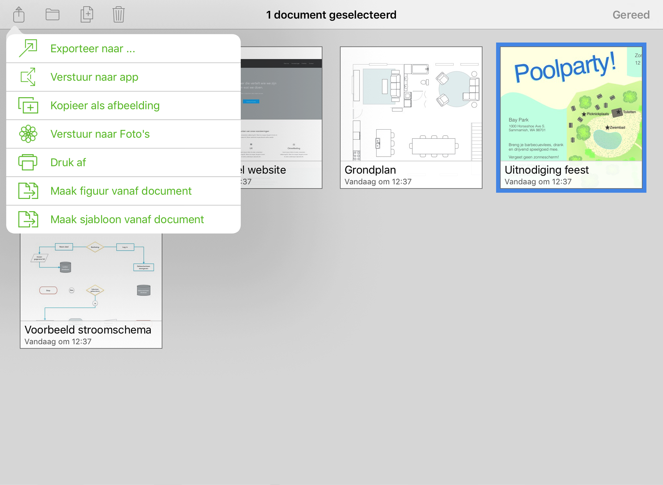 Bestanden selecteren in de documentbrowser