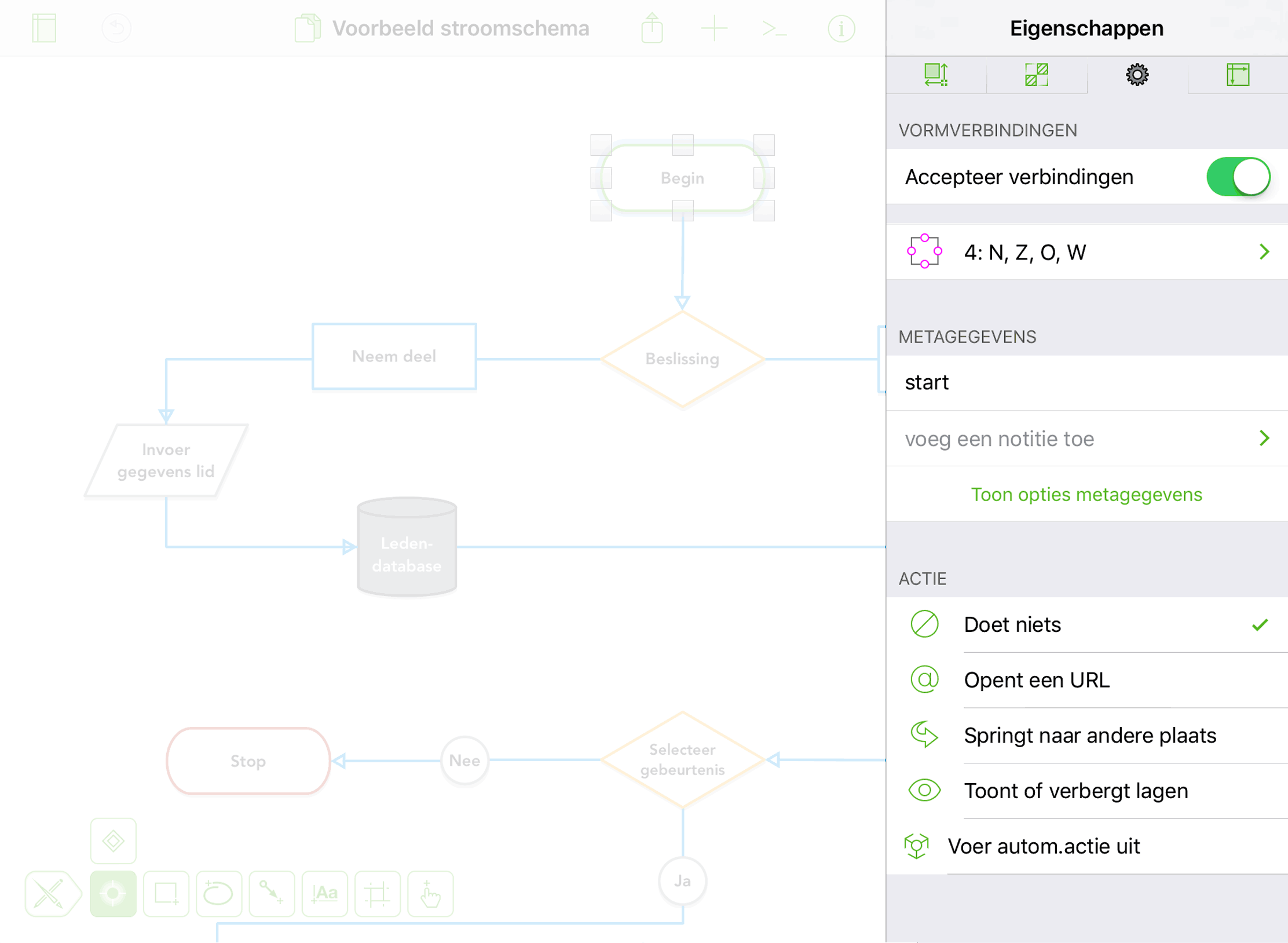 De infovensters Eigenschappen zoals weergegeven in de Infovensterbalk