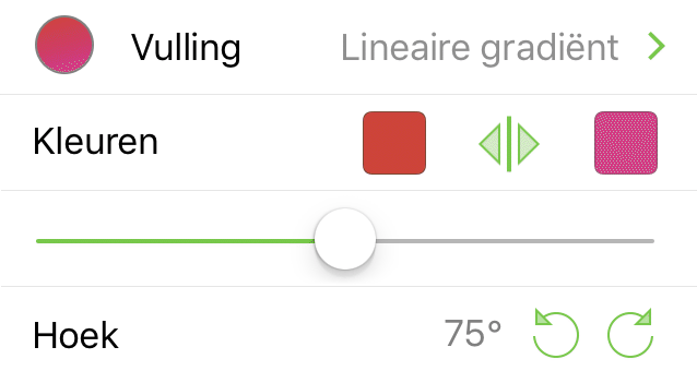 Het infovenster Canvasvulling