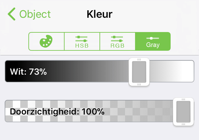 De kleurbedieningselementen Grijswaarden