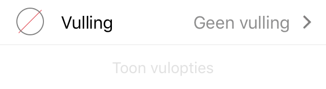 Het infovenster Vulling met Geen vulling geselecteerd
