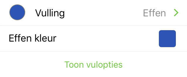Het infovenster Vulling met Effen geselecteerd