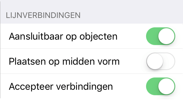 Het infovenster Lijnverbindingen