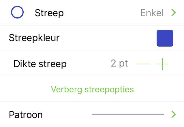 Het infovenster Lijn