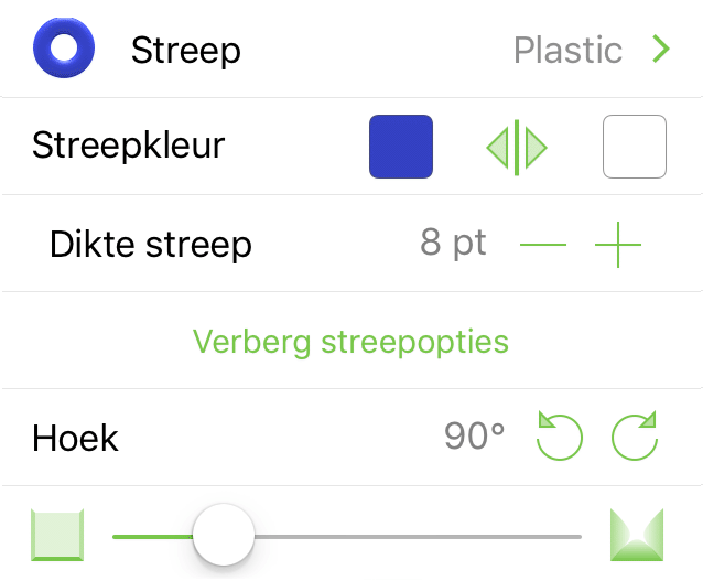 het infovenster Streep wanneer een plastic streep een stijl wordt gegeven