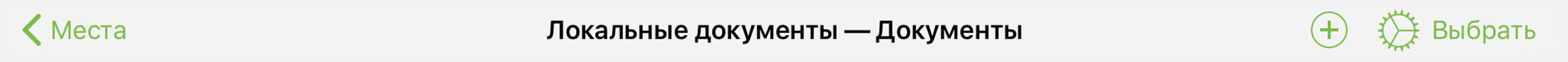 Панель инструментов, которую вы видите в верхней части экрана устройства при просмотре содержимого папки в обозревателе документов OmniGraffle