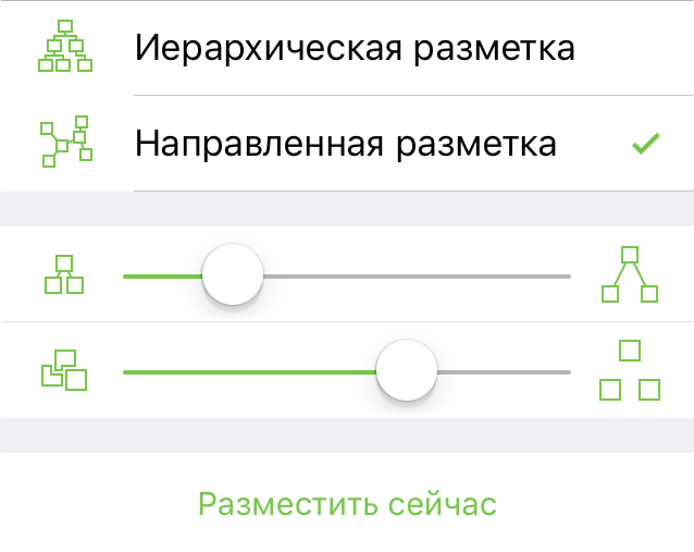 Инспектор «Вид диаграммы» с выбранной настройкой «Направленная разметка»