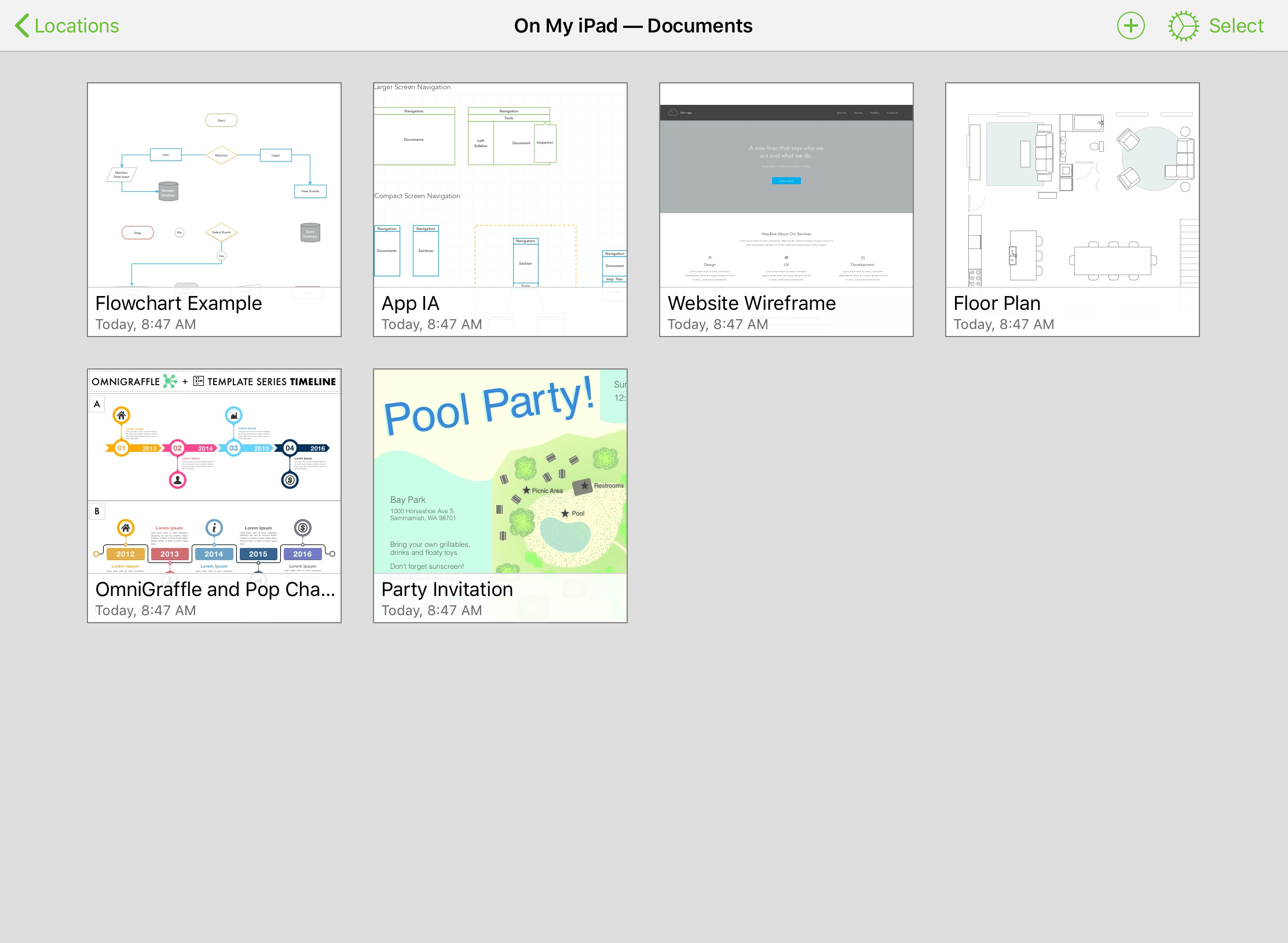 The On My [device] folder, as viewed in the Document Browser