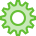 a green gear wheel