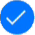 a blue circle with a checkmark inside to denote an item as selected