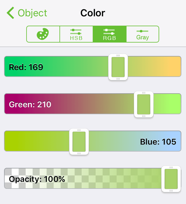 The Red, Green, and Blue color controls