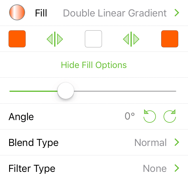 The Fill inspector with Double Linear Gradient selected