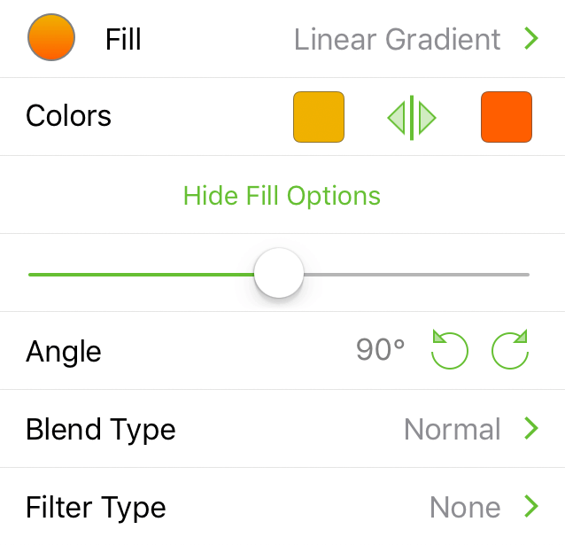 The Fill inspector with Linear Gradient selected