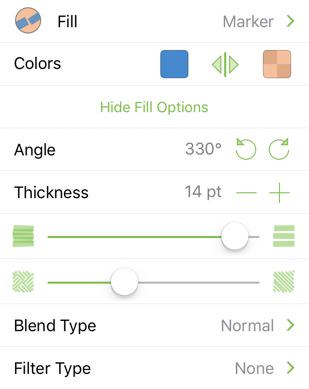 The Fill inspector with Marker selected