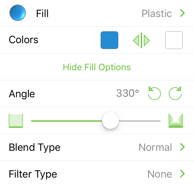 The Fill inspector with Plastic selected