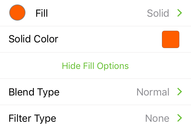 The Fill inspector with Solid selected