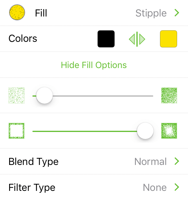 The Fill inspector with Stipple selected