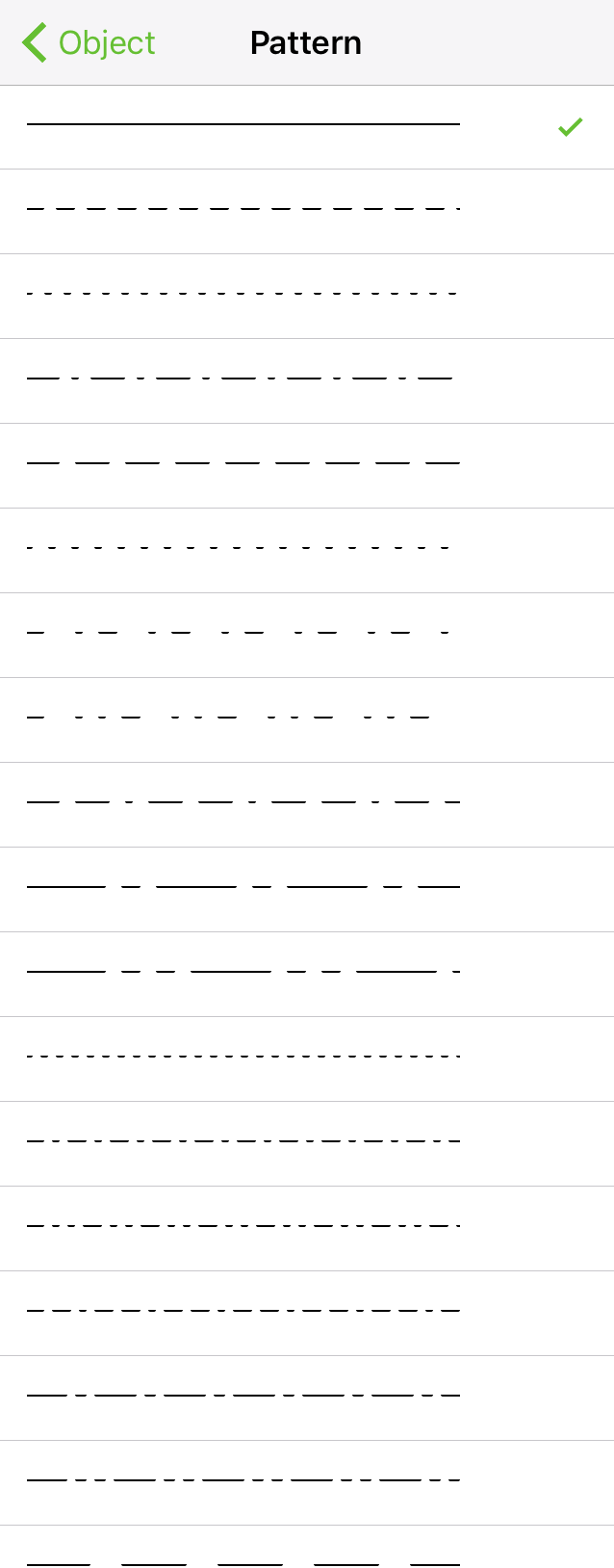 Choose between a solid stroke or any form of dashed stroke