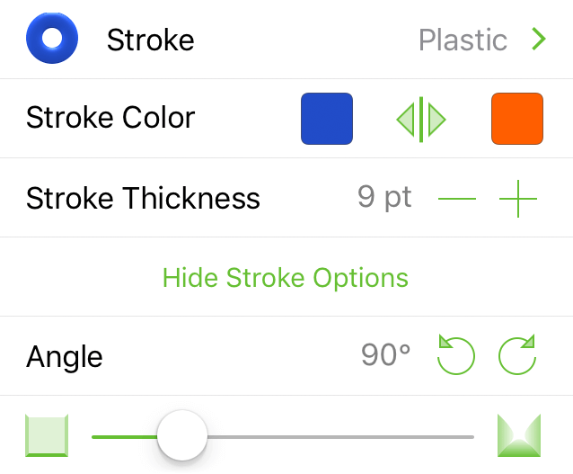 The Stroke inspector when styling a Plastic stroke