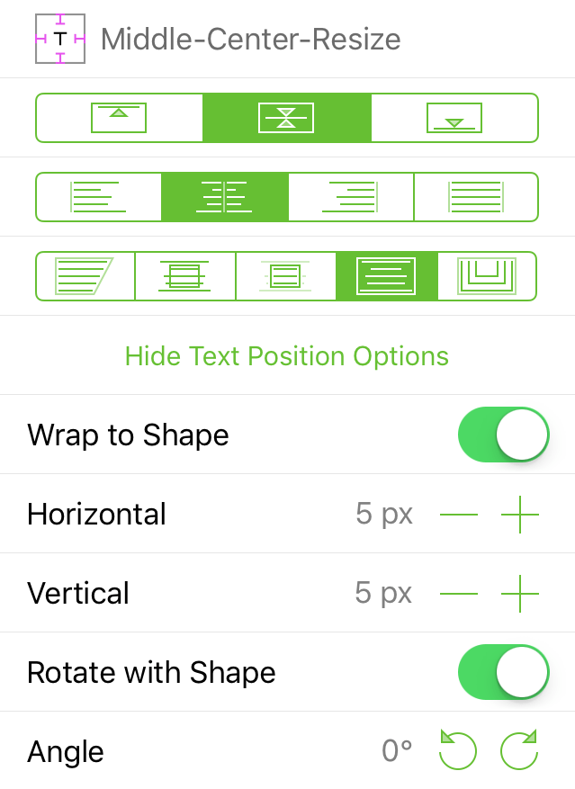 The Text Position inspector