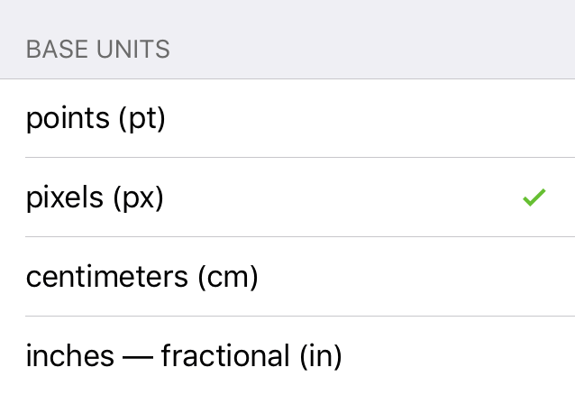 The Units and Scale inspector