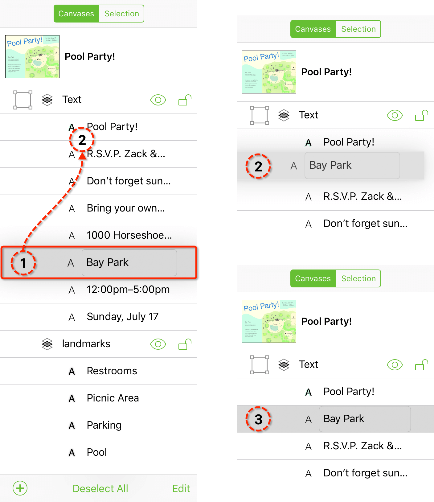 Dragging an object upward in the sidebar and dropping it between two other objects to change its position in the object hierarchy.