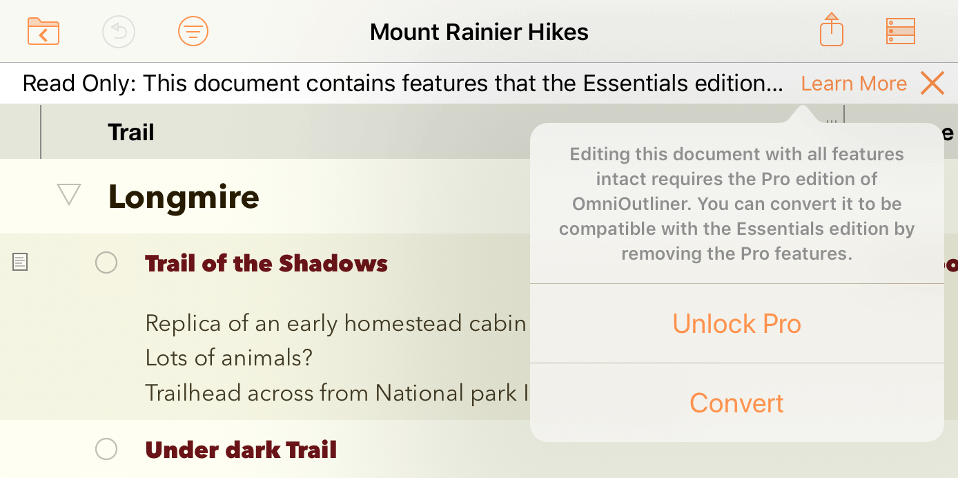 omnioutliner essentials vs pro