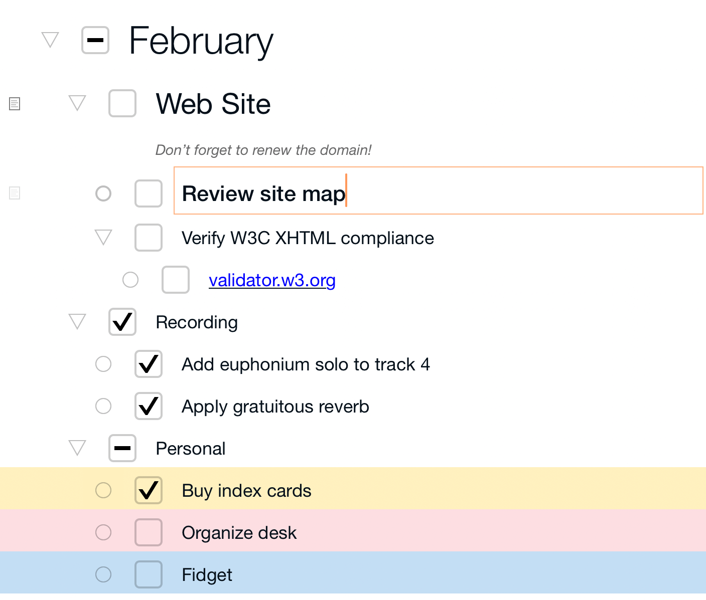 The Outline in OmniOutliner