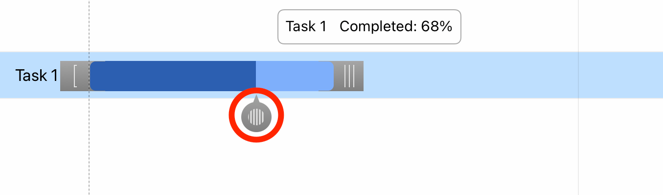 Adjusting task completion in the Gantt chart.